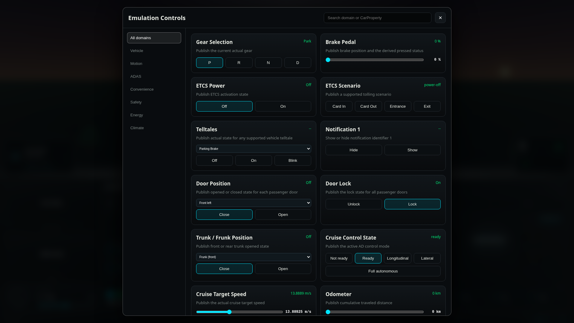 Emulation Controls screen in Pleos Connect Virtual Console